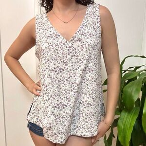 💜Reitmans Linen Cottagecore Floral Tank Size Small